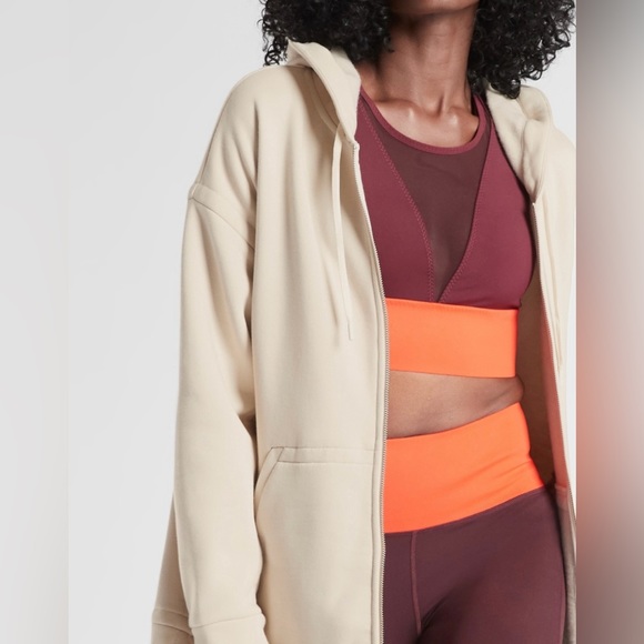 NWT Athleta Tenacity Duster Hoodie Sweatshirt Jacket in Putty - Size XS - Picture 5 of 14